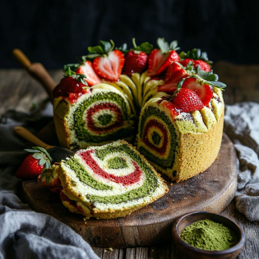 Cake Marbré au Matcha et à la Fraise : Douceur Japonisante